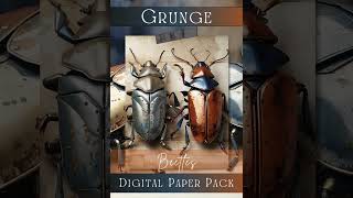 Grunge Beetles Digital Paper Pack #digitalpaper