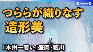 つららが織りなす造形美　「本州一寒い」盛岡・藪川で楽しむ氷の世界