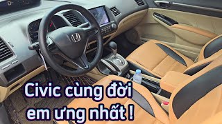 Chi tiết Honda Civic 1.8AT 2008 màu xám | Thân vỏ máy số chất lượng, nhiều phụ kiện hay