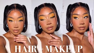 Y2K Bob Pigtails + Sunny Yellow Soft Glam Makeup Look | Sunber Hair Co.