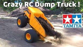 Crazy Brushless Tamiya RC Heavy Dump Truck in Mad Action.  GF-01 4WD chassis.