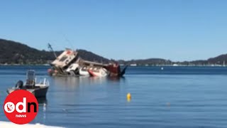 Dramatic Rescue as Barge Carrying Sewage Lorry Capsizes