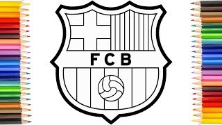 How to Draw FC Barcelona Badge - Drawing the Barca Logo - Coloring Pages for kids