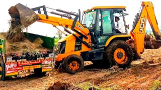 New JCB 3DX Eco Expart Backhoe Loading Red Mud In Mohindra and Swaraj tractor 2025