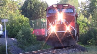 Long Intermodal Stack Train CP 132 Near Lennoxville, Quebec