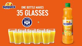 One bottle of Sunquick makes 35 glasses.