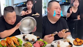 Stupid husband didn't eat meat because of greed  put eggs and didn't eat chicken legs  but he cried