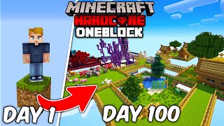 I Survived 100 Days on One Block Skyblock in Hardcore Minecraft!