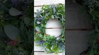 Beautiful mix of high quality faux herbs greenery wreath 🌿🍀🍃 #farmhousedecor #farmhouseporchdecor