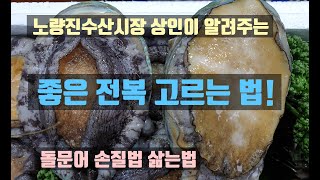 노량진수산시장 좋은 전복고르는 요령 문어손질법 요리법