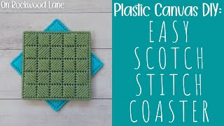 Plastic Canvas DIY: Easy Scotch Stitch Coasters | Scottie Sage Coasters | On Rockwood Lane