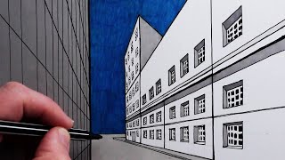 How to Draw a Building using Two-Point Perspective: Narrated