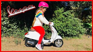 VESPA 12V Ride On Scooter Toy - Electric Motor-Bike Outdoor Toys Children - Valentina ToysReview