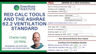 RED Calc Tools and the ASHRAE 62.2 Ventilation Standard