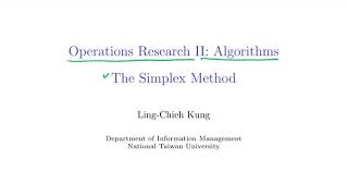 [OR2-Algorithms] lecture 2: Simplex Method #1 Introduction