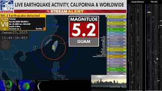 M5.2 quake in Guam 1/25/2025 |  Live Quake Cam | Infiltec Remote Seismograph System