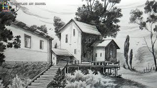 Learn Simple Pencil Landscape Art For Beginners | Step by Step