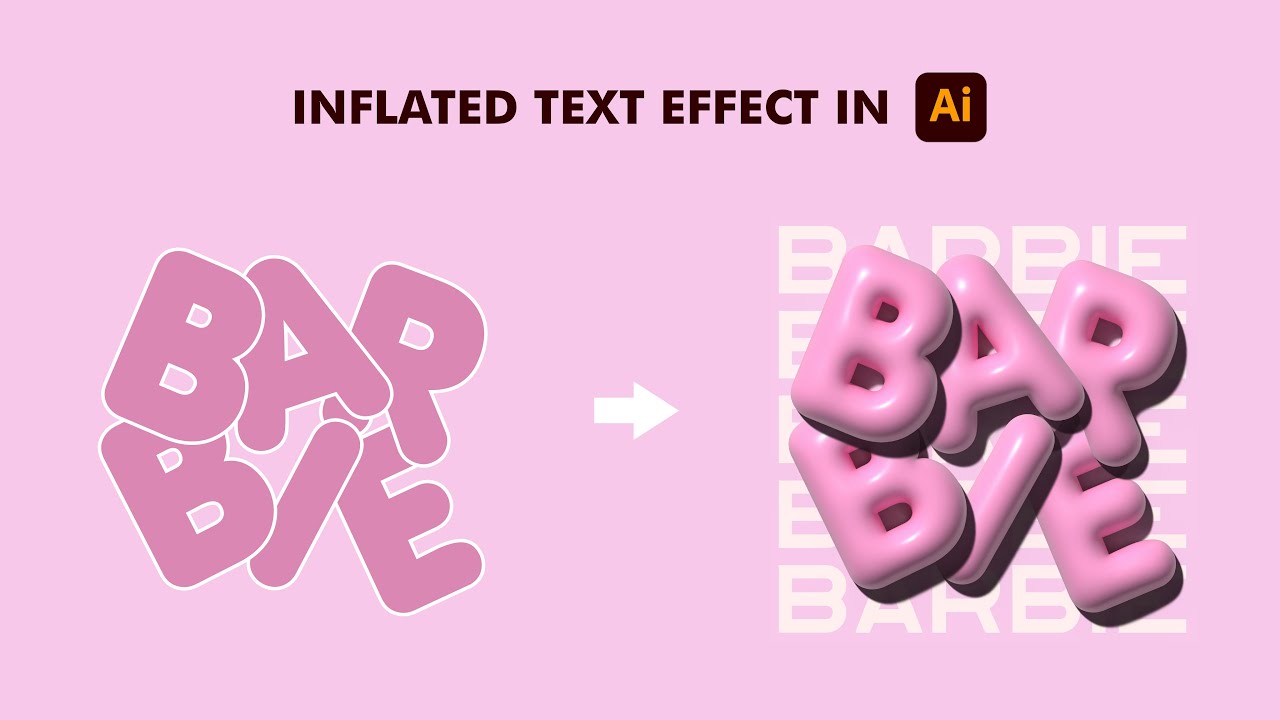 Inflated Text Effect For Beginners 2d To 3d Adobe Illustrator