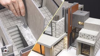 builds movie 'Parasite' house(model) #6 - glass folding door & tile work.