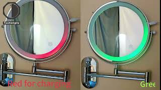 8”Wall Mounted Makeup Mirror with Intelligent Light Control-10X Magnification, Rotatable Mirror,