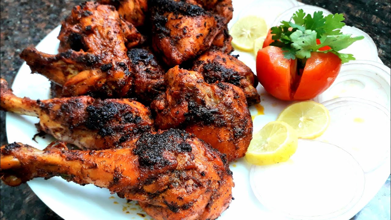 TANDOORI CHICKEN RECIPE | RESTAURANT STYLE TANDOORI CHICKEN WITHOUT ...