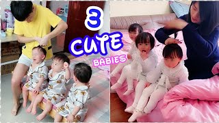 funny triplet baby video😂when you have Three cute naughty baby girls😂