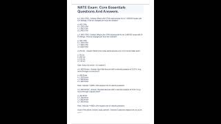 NATE EXAM CORE ESSENTIALS QUESTIONS AND ANSWERS pdf