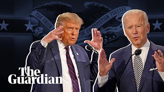 Biden and Trump trade insults in frenzied presidential debate – highlights