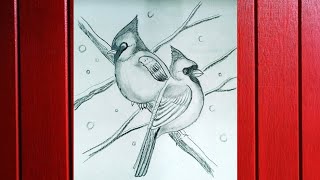 how to draw birds easy/love bird drawing/couple drawing /chidiya ka chitra/sparrow drawing