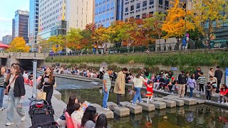 Cheonggyecheon 청계천 Night Walk | Seoul, Korea | 4K Walking Tour With Binaural City Ambience Sounds