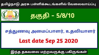 தமிழக அரசு பள்ளிக்கூடங்களில் வேலைவாய்ப்பு அறிவிப்பு  25 september Last date