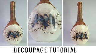 Butelka z efektem patyny - Decoupage tutorial #decoupagetutorial #patinaeffect #diy