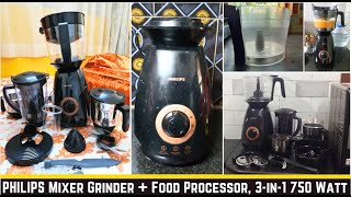 PHILIPS Mixer Grinder + Food Processor 3-in-1 750 Watt for home + Juicer + Food Processor Review.