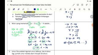 Lat Soal Persamaan dan Pertidaksamaan Linear Satu Variabel - Part 2