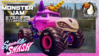Unleash the Rainbow with Sparkle Smash the Unicorn, in Monster Jam Steel Titans 2!