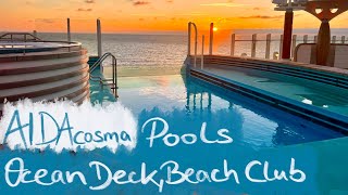 Pools auf AIDAcosma - Ocean Deck, Beach Club \u0026 Pooldeck