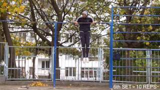 Advanced Tuck Lever Pull Ups #5 (1-1, 5-4, 10-10, 9-8 reps)