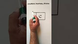 Drawing lesson # 27. How to draw Pakistan flag. 14TH AUGUST independence day drawing. #shorts