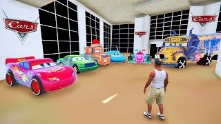 Franklin Stealing Every Lightning mcqueen and Friends Cars From SHOWROOM INDIAN BIKES DRIVING 3D