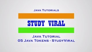 Java Tutorial 05 - Java Tokens - Study Viral