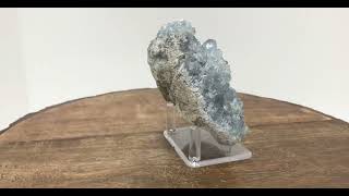 Sky Blue Celestite Crystal Geode on Stand