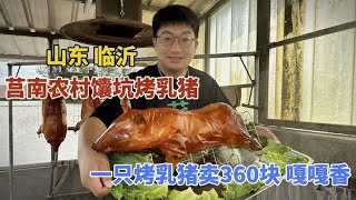 山东临沂，莒南农村馕坑烤乳猪，一只烤乳猪8斤卖360块，嘎嘎