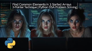 Find Common Elements in 3 Sorted Arrays | 3-Pointer Technique | #Python #dsa #problem_solving