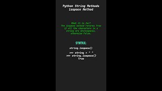 isspace Method - Python String Methods