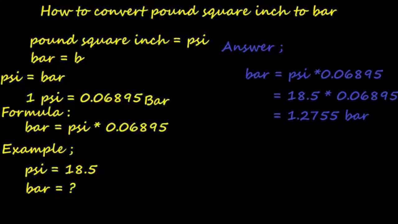 How To Convert Psi To Bar - Pressure Converter - YouTube