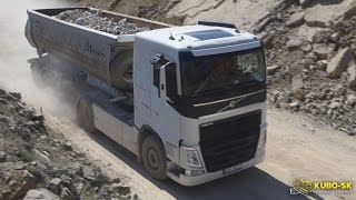 Volvo FH 500 with tipper semitrailer - driving at the quarry