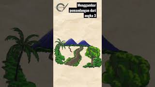 Menggambar pemandangan dari angka 3 #shorts #youtubeshorts #shortvideo #youtube #pemandangan