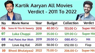 kartik aaryan all movies verdict 2022 | kartik aaryan hit and flop movies list with box office |