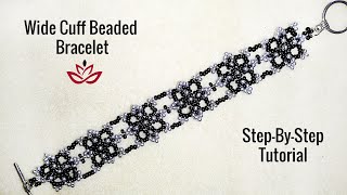 Wide Cuff Seed Beads Bracelet - Tutorial. How To Make Beaded Bracelet?