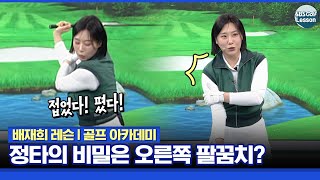 [배재희 레슨] 정타 만들기! 백스윙 때 오른쪽 팔꿈치 접었다 폈다